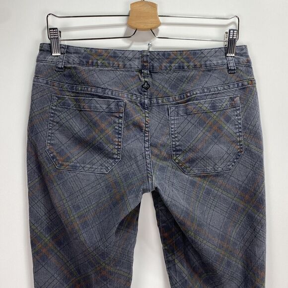 prAna Breathe Womens Size 8 Skinny Jeans Gray Plaid Ankle Zipper Stretch Casual - Picture 10 of 12